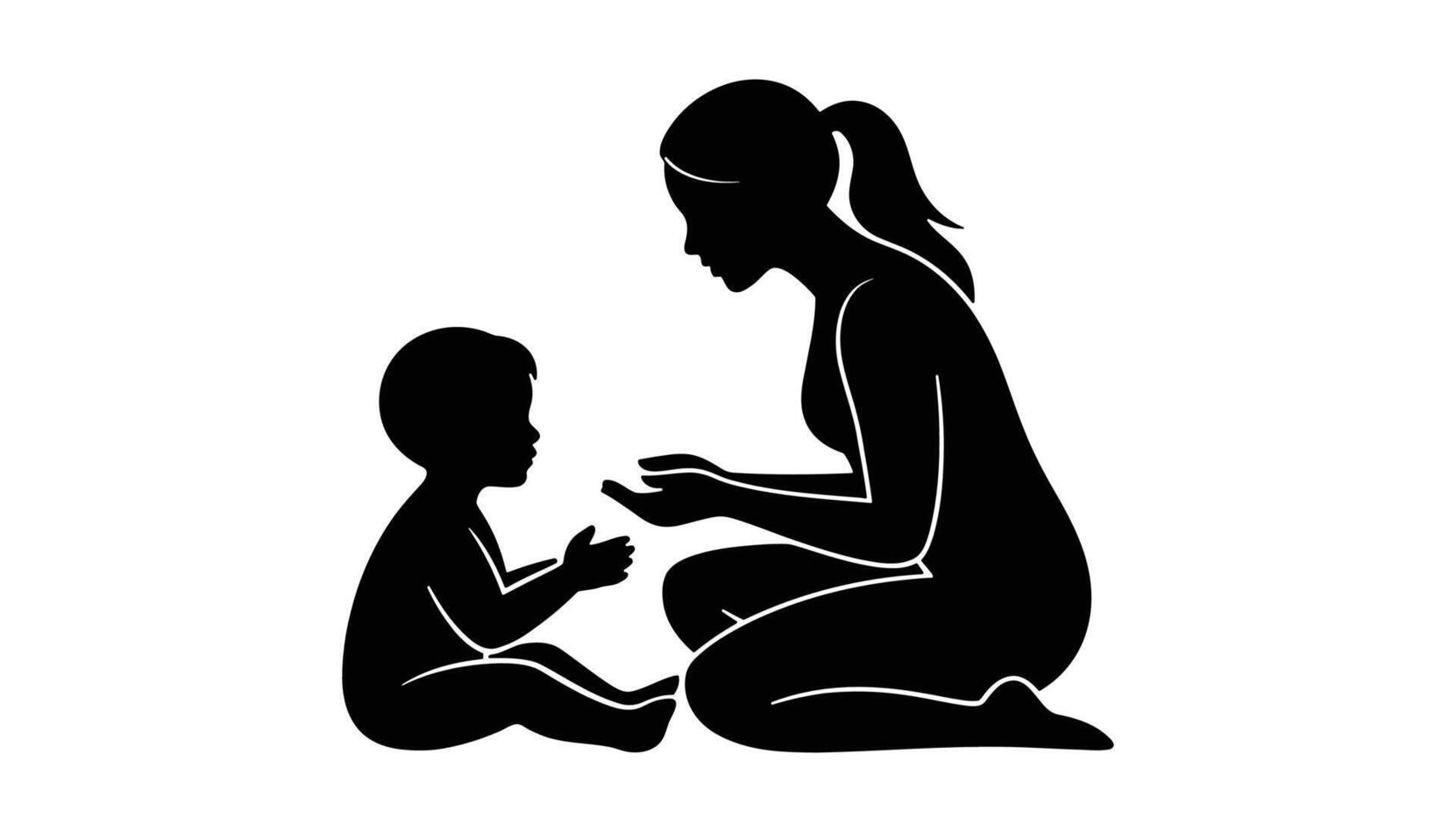 Mother and child silhouette illustration family love connection high resolution picture vector