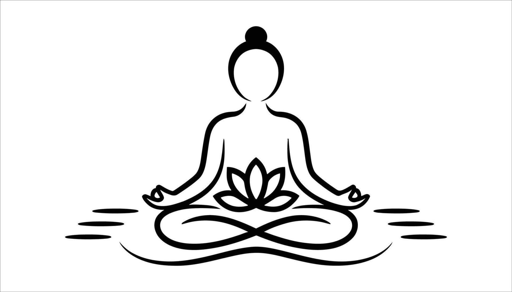 Meditation silhouette with lotus flower for mindfulness and relaxation high resolution picture vector