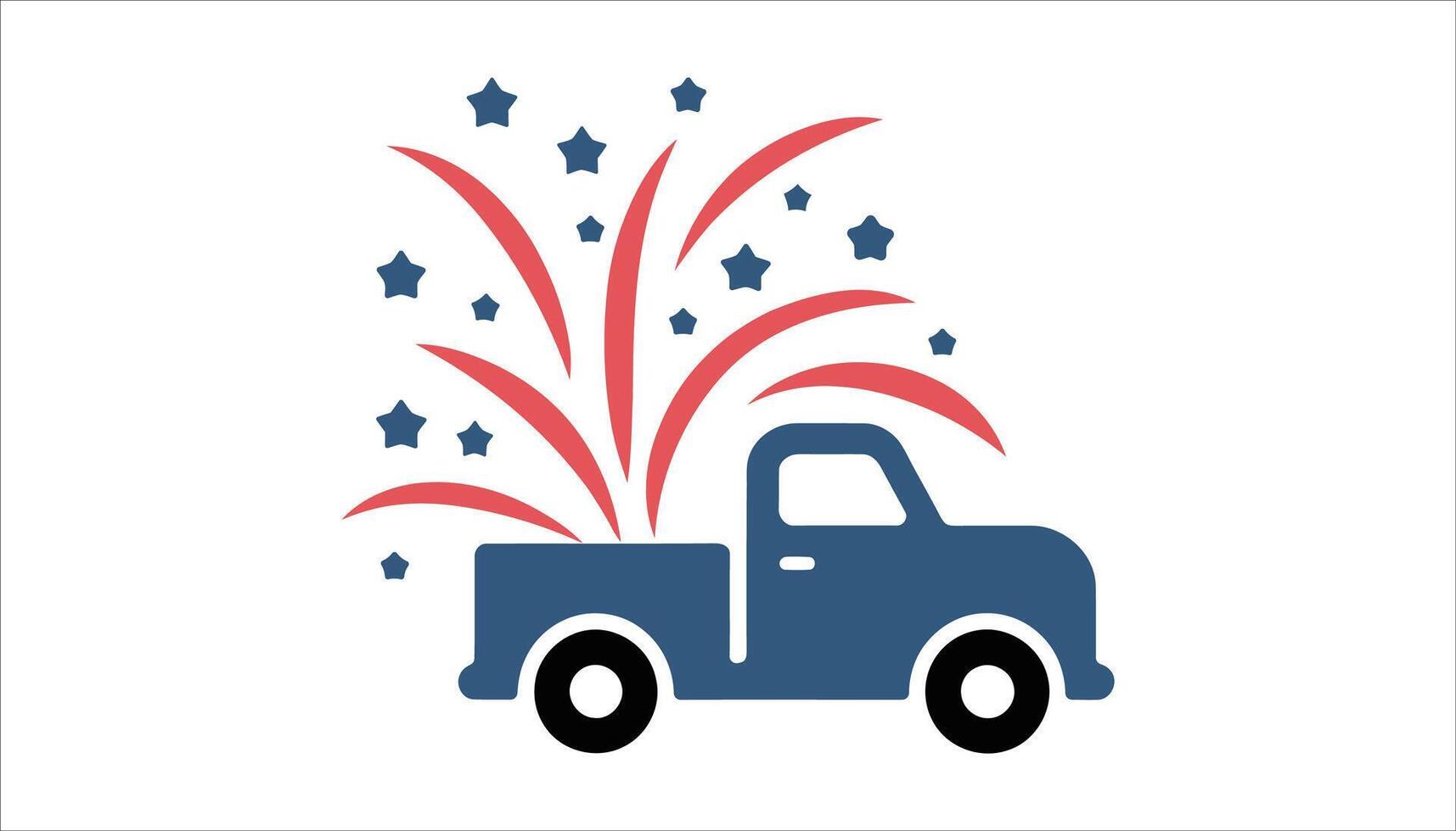 Fireworks Display Coming from Pickup Truck Icon vector