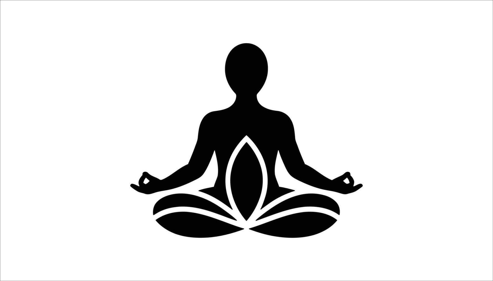 Black silhouette of person meditating lotus design for yoga and spirituality high resolution picture vector