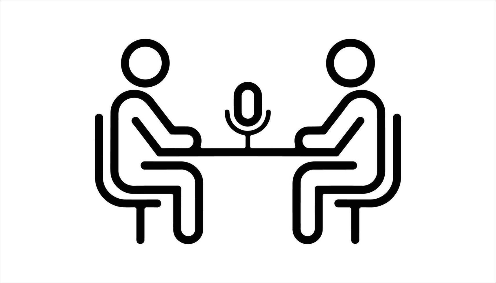 Podcast Interview Icon with Two People and Microphone vector