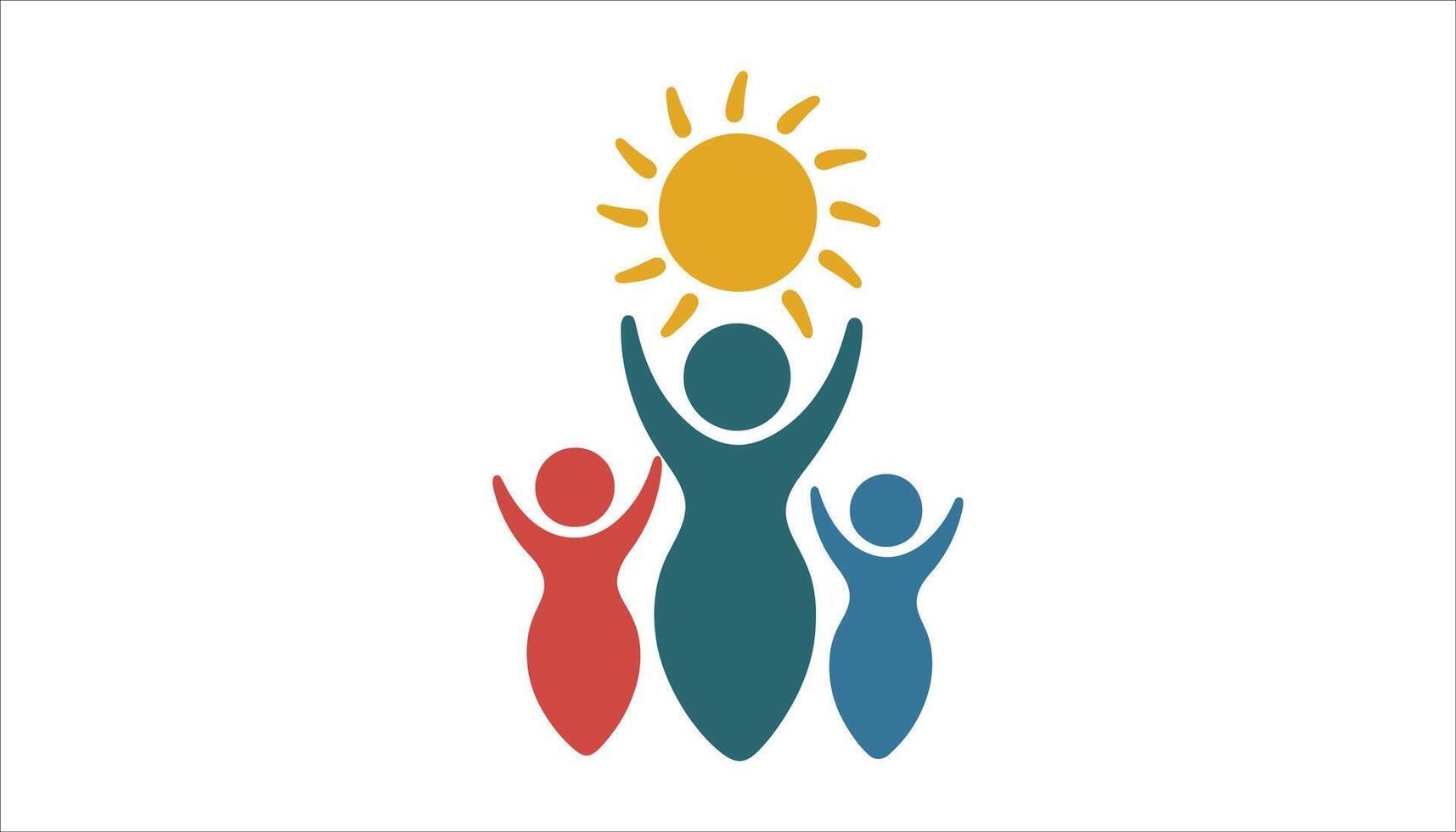 Happy Family Abstract with Sun Icon vector