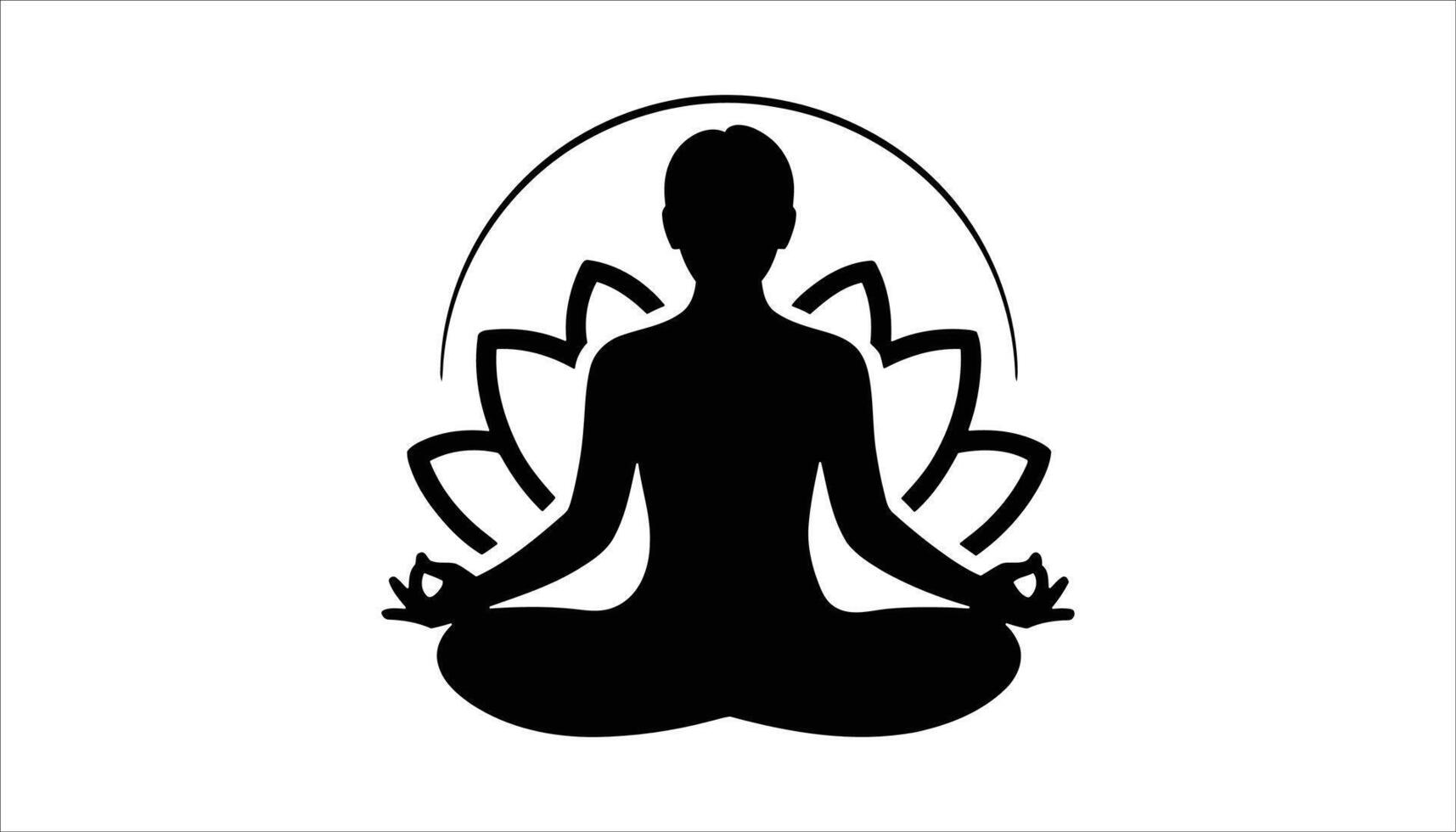Meditation silhouette with lotus flower symbol for mindfulness and relaxation high resolution picture vector