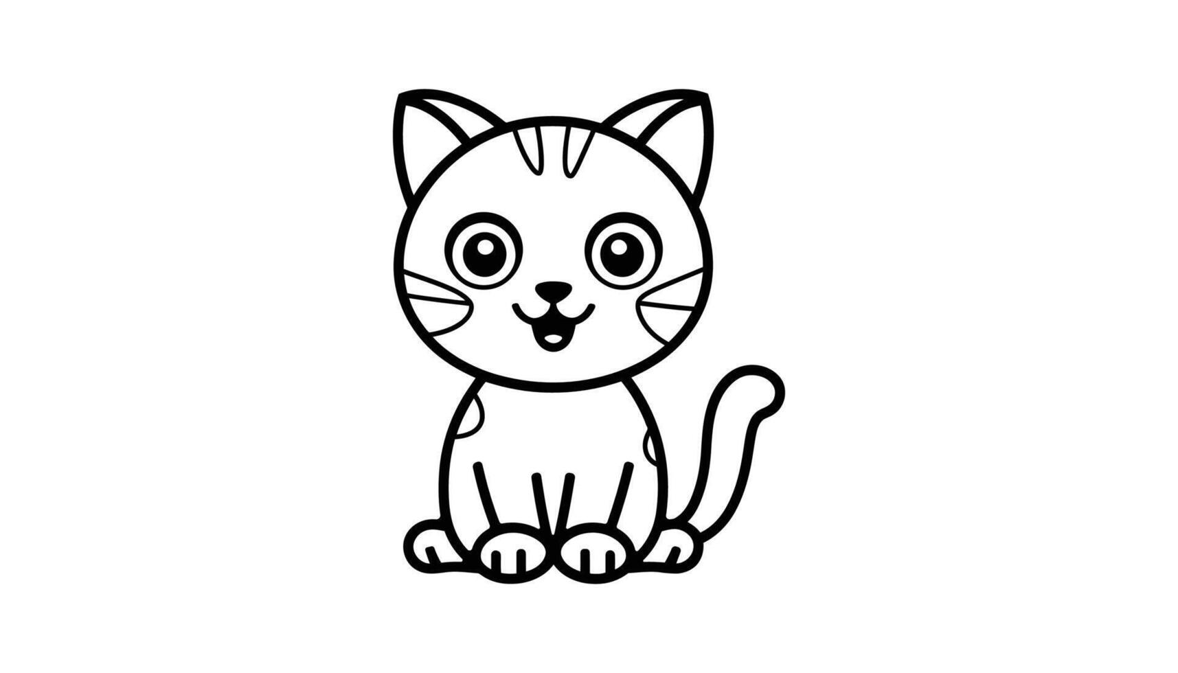 Cute Cartoon Cat Outline Kawaii Kitty Line Art Illustration vector