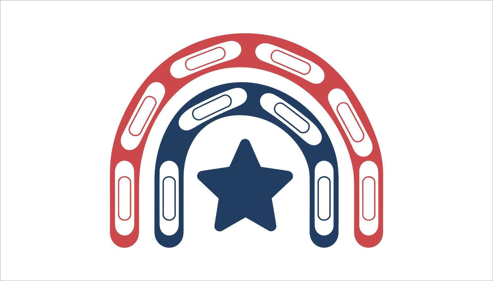 Patriotic Paperclip Arrangement with Star Center and Firework Theme vector