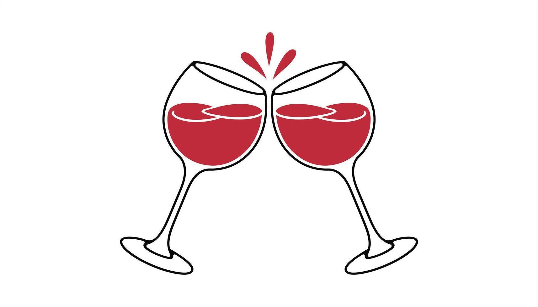 Cheers Toast Celebration with Red Wine Glasses Icon vector