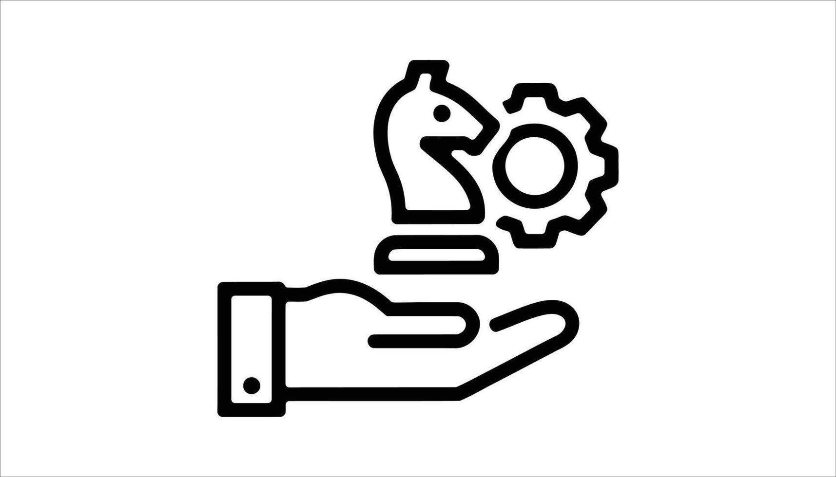 Strategic Planning Icon with Gear and Chess Knight Symbol vector