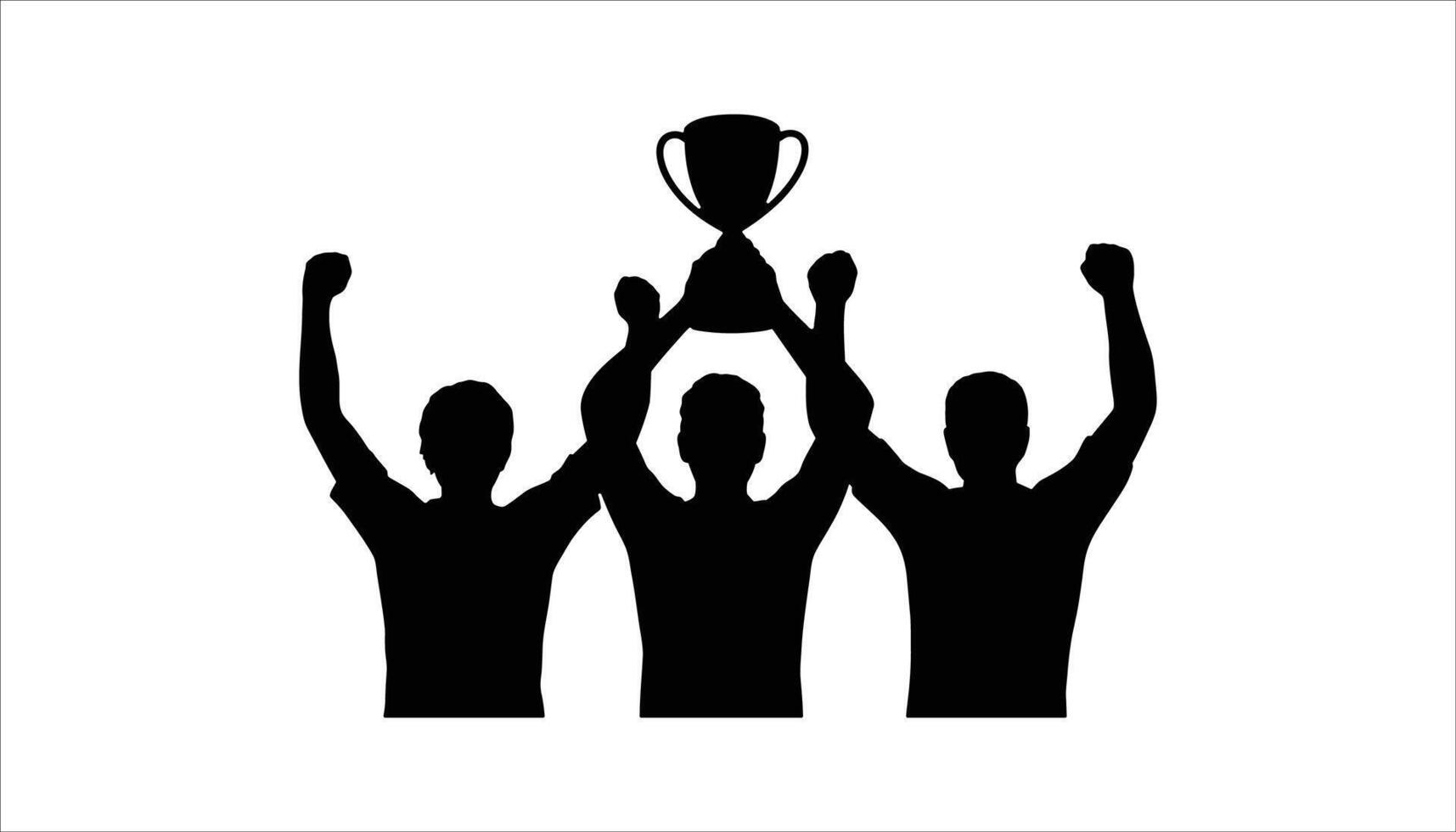 Team celebrating victory with trophy silhouette for sports achievement high resolution picture vector