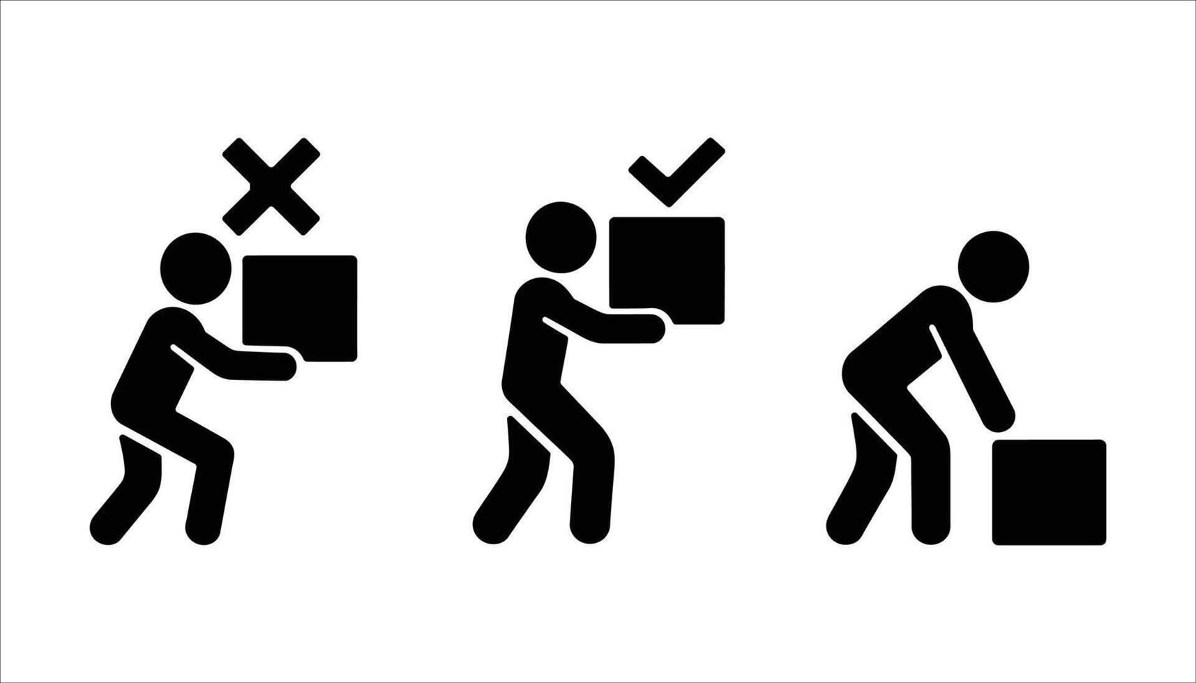 Correct and Incorrect Lifting Posture Icons vector