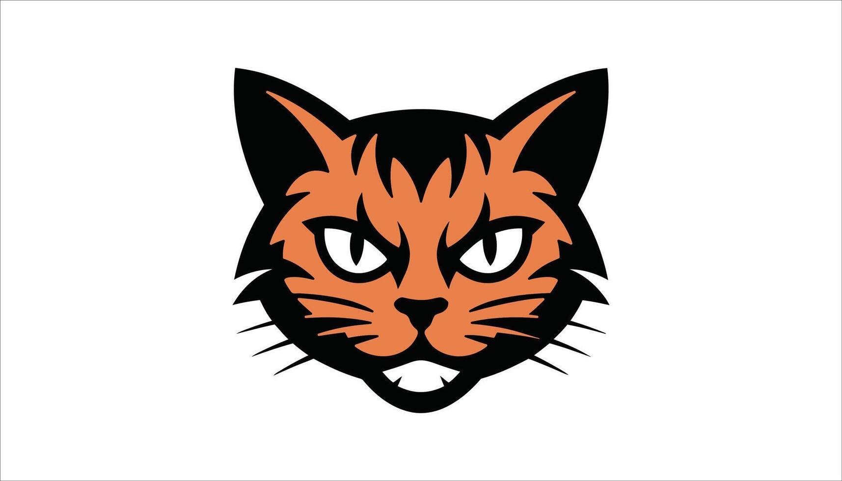 Angry Tiger Face Logo with Bold Eyes and Stripes vector