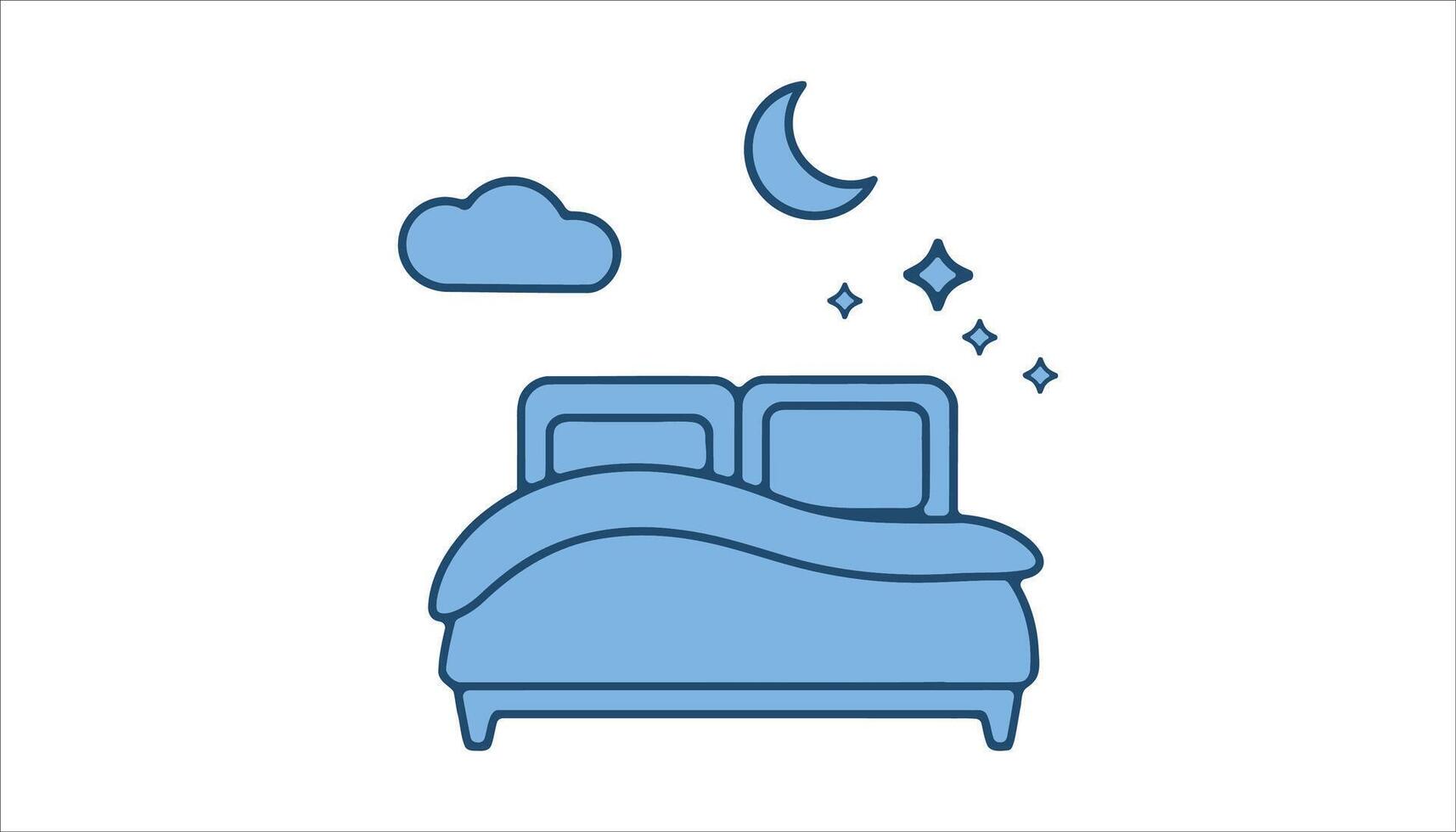 Bed with Moon and Stars Sleep Time Symbol Illustration vector