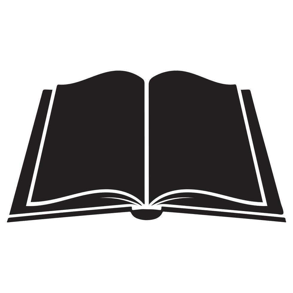Opened Book With Clipart Silhouette And Beautiful Open Logo Style Object For Education or literature is Showns isolated vector