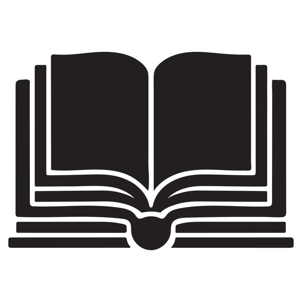 Opened Book With Clipart Silhouette And Beautiful Open Logos Style Object For Education or literature is Shown isolated vector