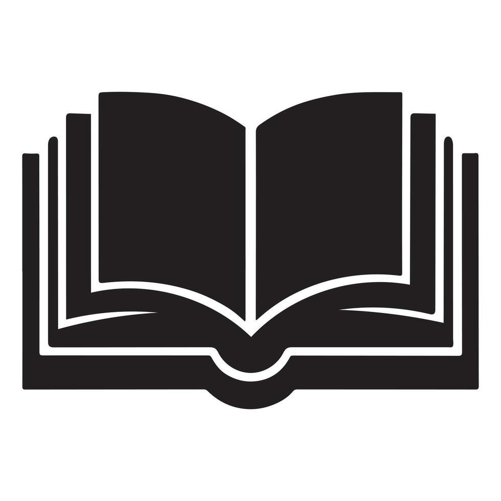 Opened Book With Clipart Silhouette And Beautiful Open Logo Style Object For Education or literature is Shown isolated vector