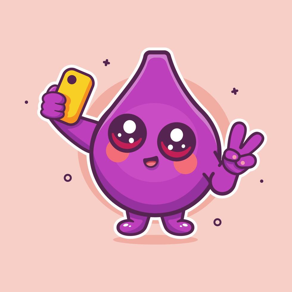 happy fig fruit character mascot taking a selfie with a smartphone isolated cartoon vector