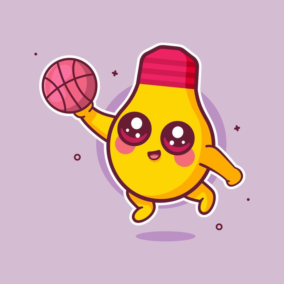 smilie bulb lamp character mascot playing basketball isolated cartoon vector