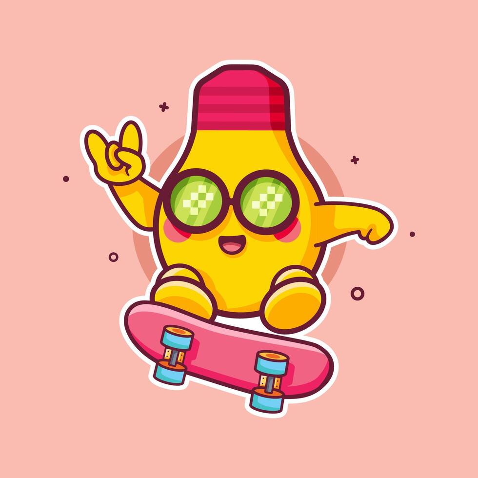 cool bulb lamp character mascot playing skateboard isolated cartoon vector