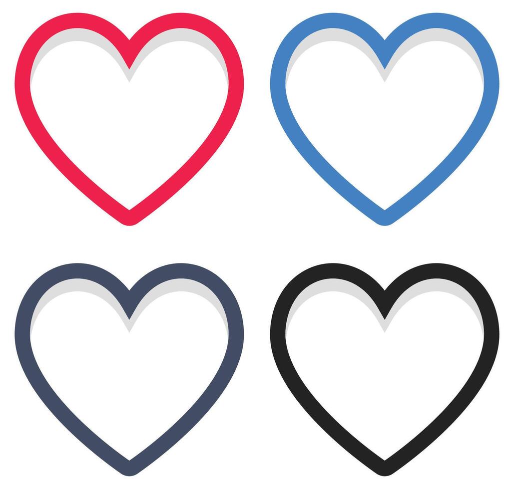 Set of heart icon isolated on white background. vector