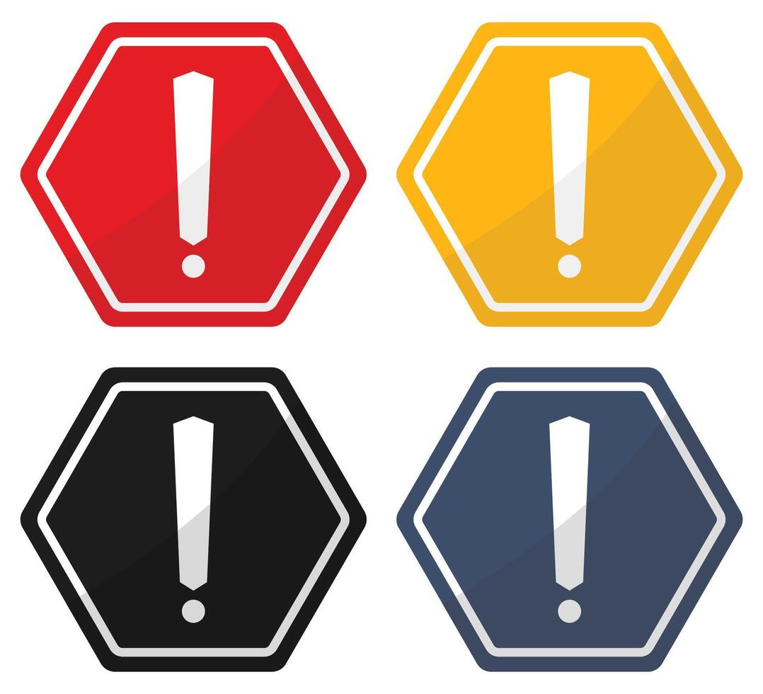 Danger warning icon set isolated on white background. vector