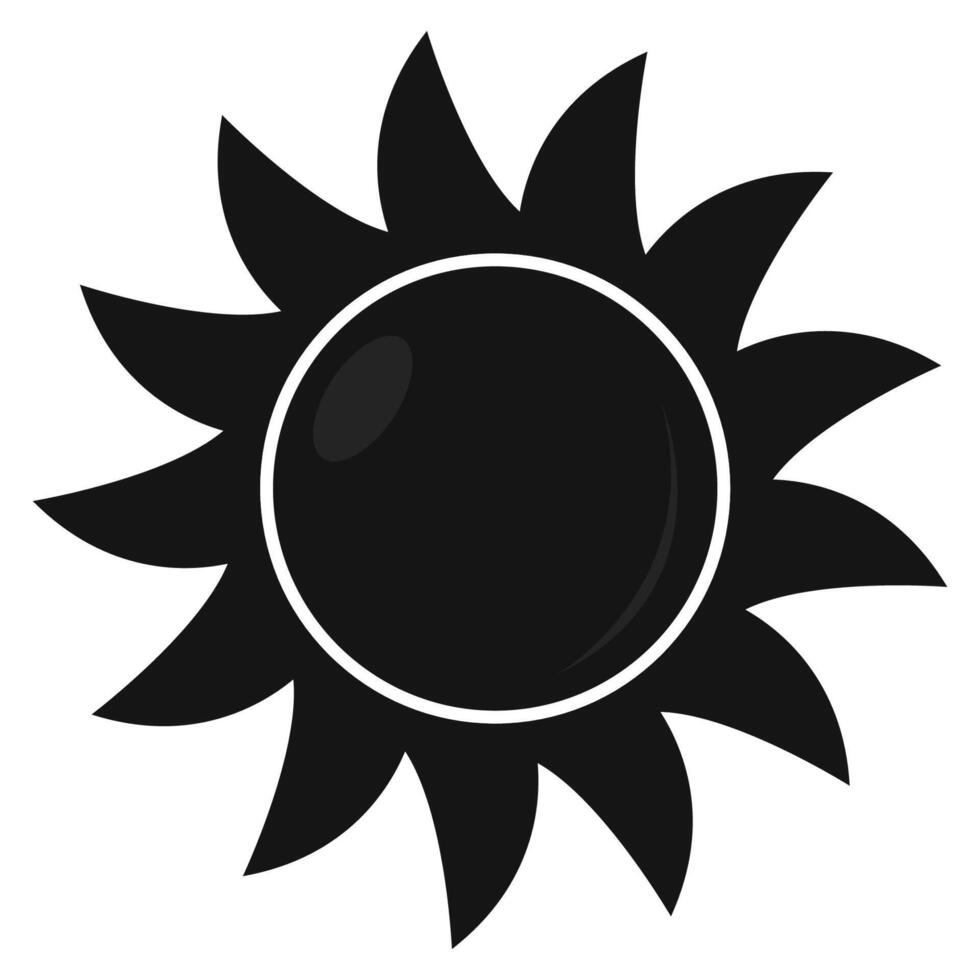 Sun icon in black color isolated on white background. vector