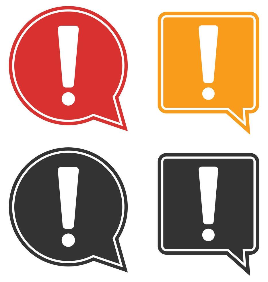 Exclamation mark flat icon with bubble chat isolated on white background. vector