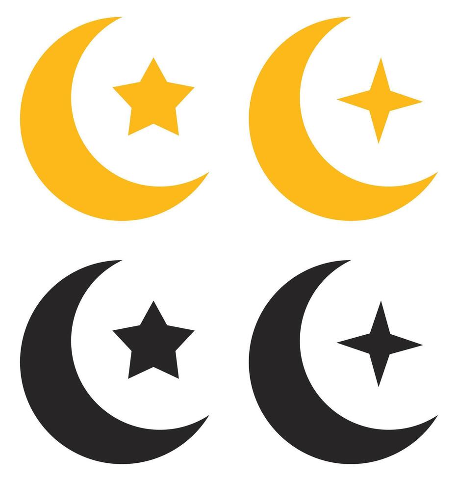 Black and yellow crescent moon icon isolated on white background. vector