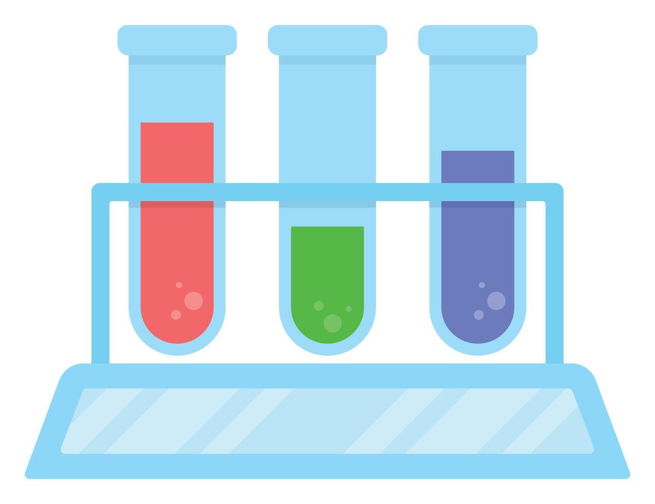 Flat icon of medical laboratory test tubes with chemical reagents isolated on white background. vector