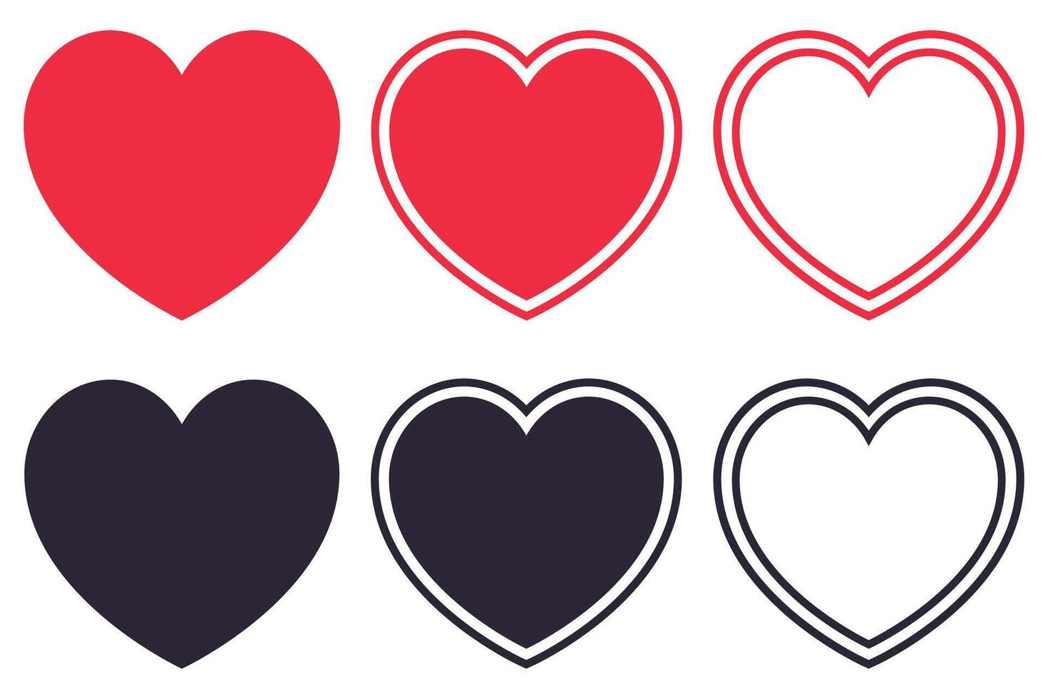 Red and black color of heart icons vector
