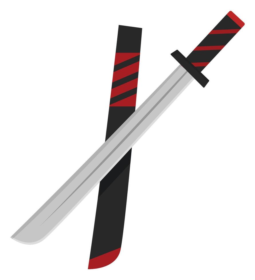 Katana sword and sword scabbard flat icon isolated on white background. vector