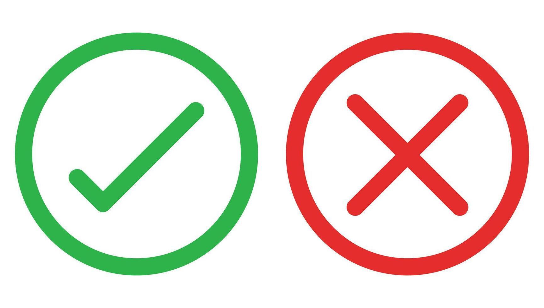 Yes and No check marks isolated on white background. vector