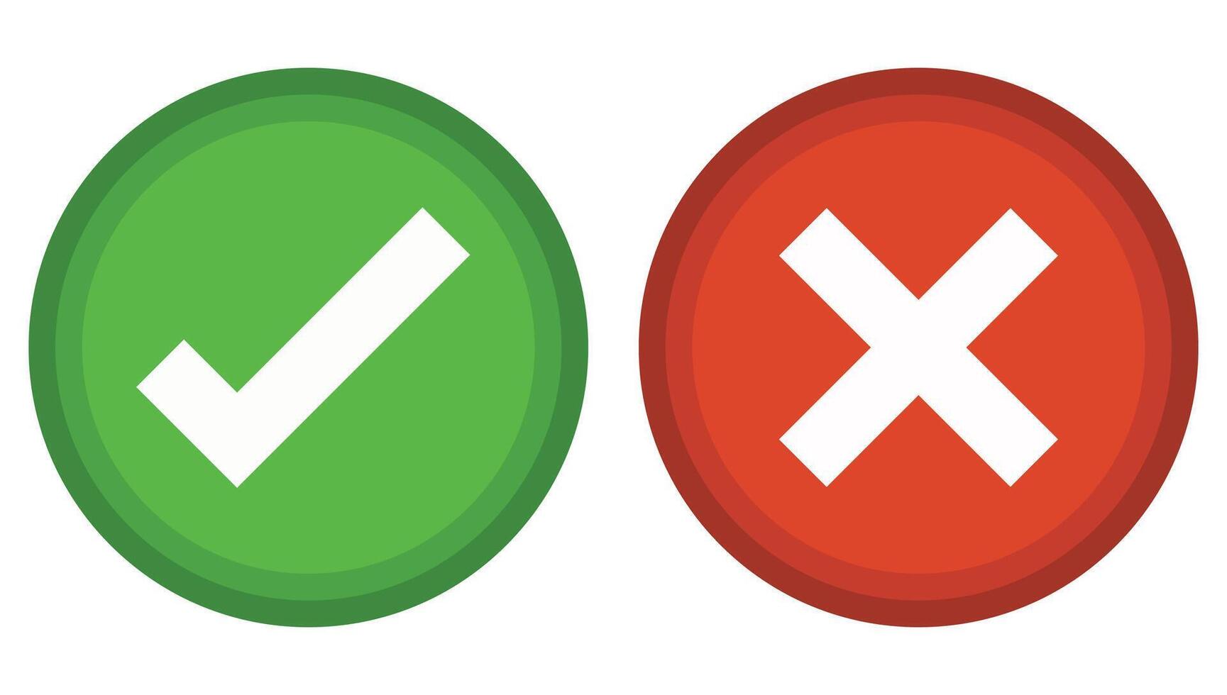 Right and wrong icon isolated on white background. vector