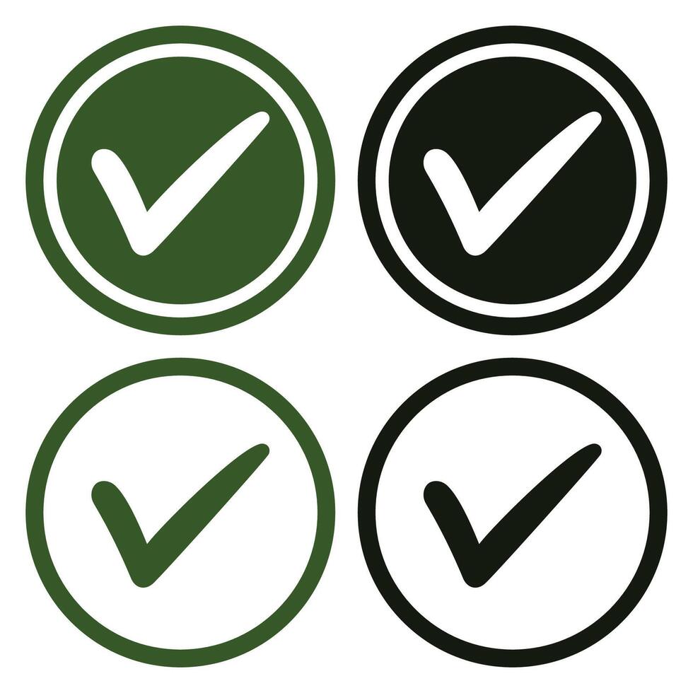 Check mark icon button set. vector