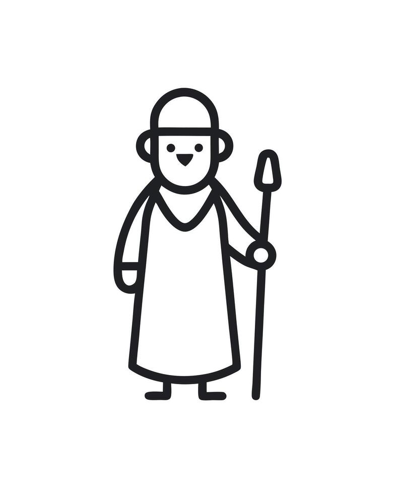 Ancient Priest Minimal Line Icon Concept vector