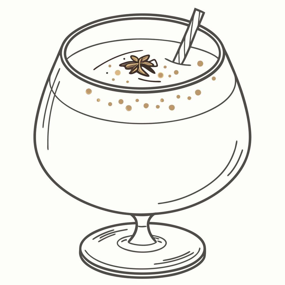 Eggnog Cocktail With Straw And Star Anise vector