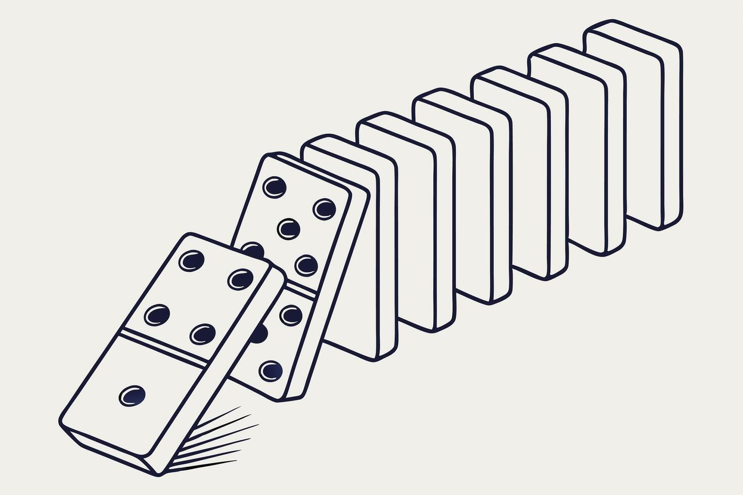 Domino Effect Falling Game Minimal Illustration vector