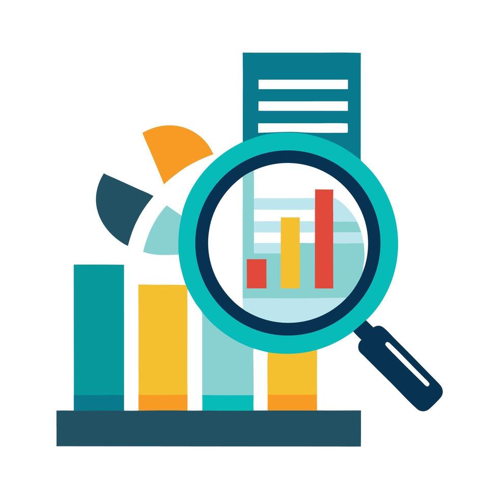 Data Analysis With Magnifying Glass Illustration vector