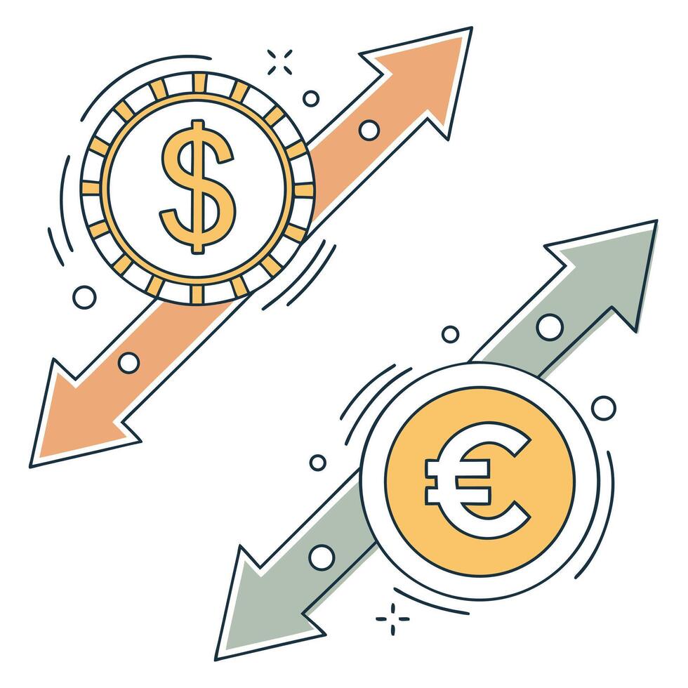 Dollar And Euro Currency Value Exchange vector
