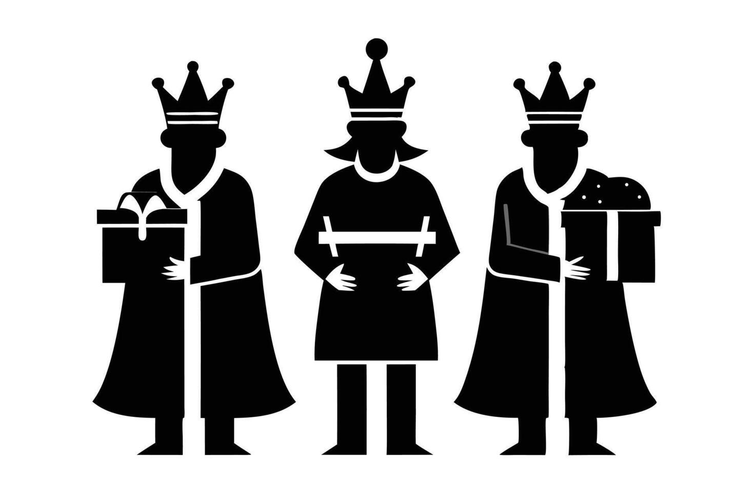Three Kings Silhouette With Gifts vector