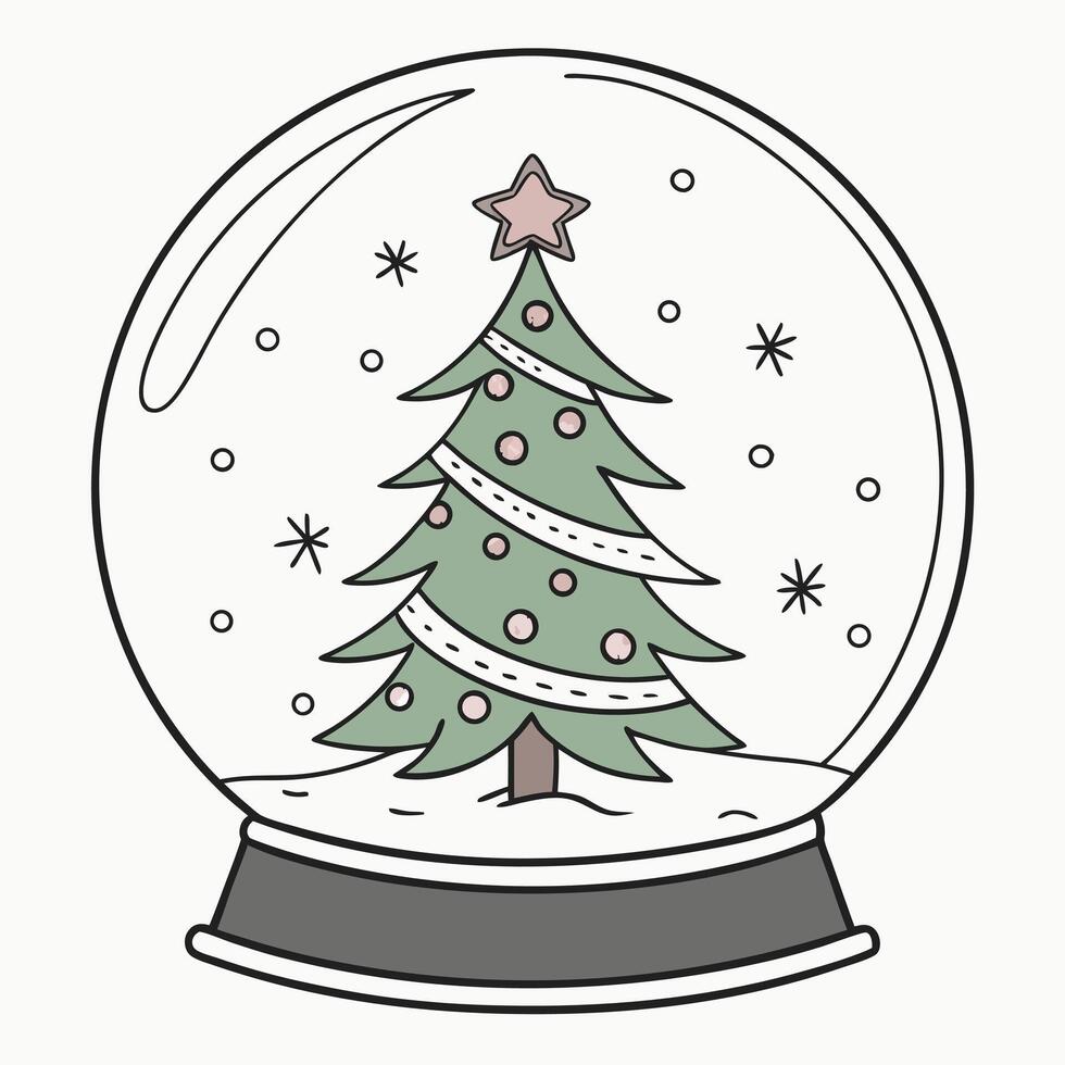Christmas Tree Inside Snow Globe Illustration vector