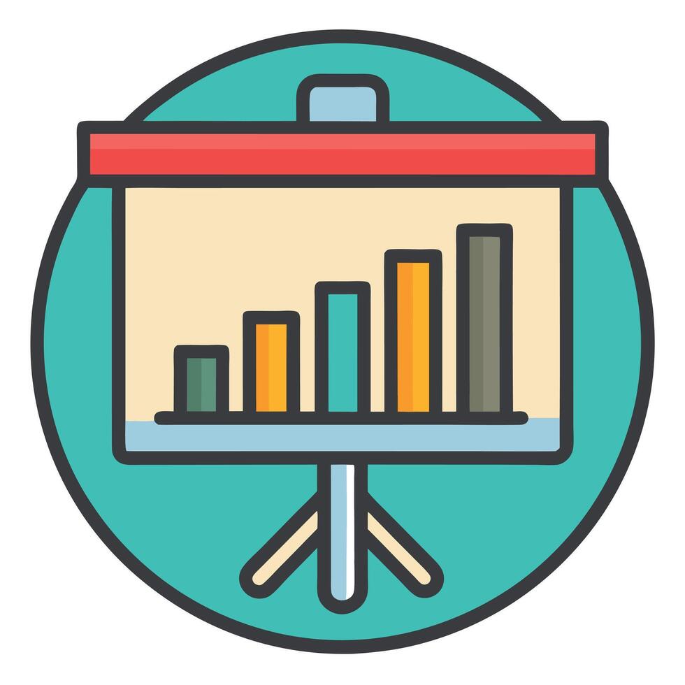 Presentation Board With Growing Bar Graph vector