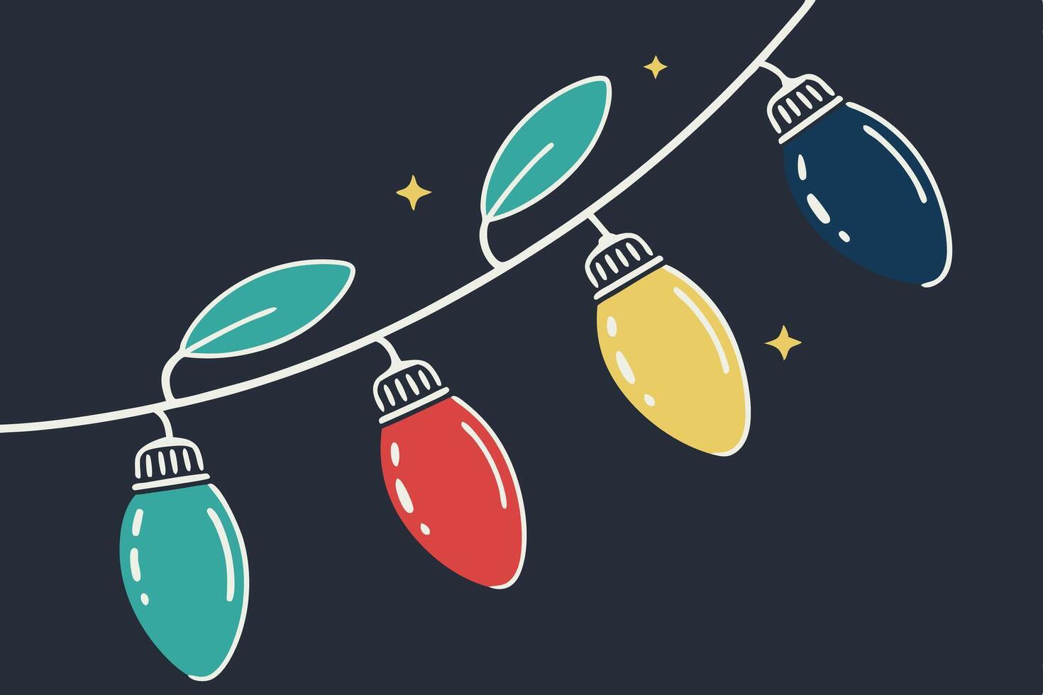 String Lights And Leaves Festive Illustration vector
