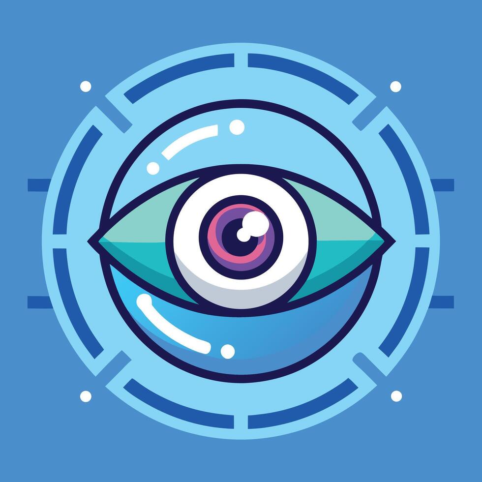 Stylized Eye Illustration Surrounded By Geometric Elements vector