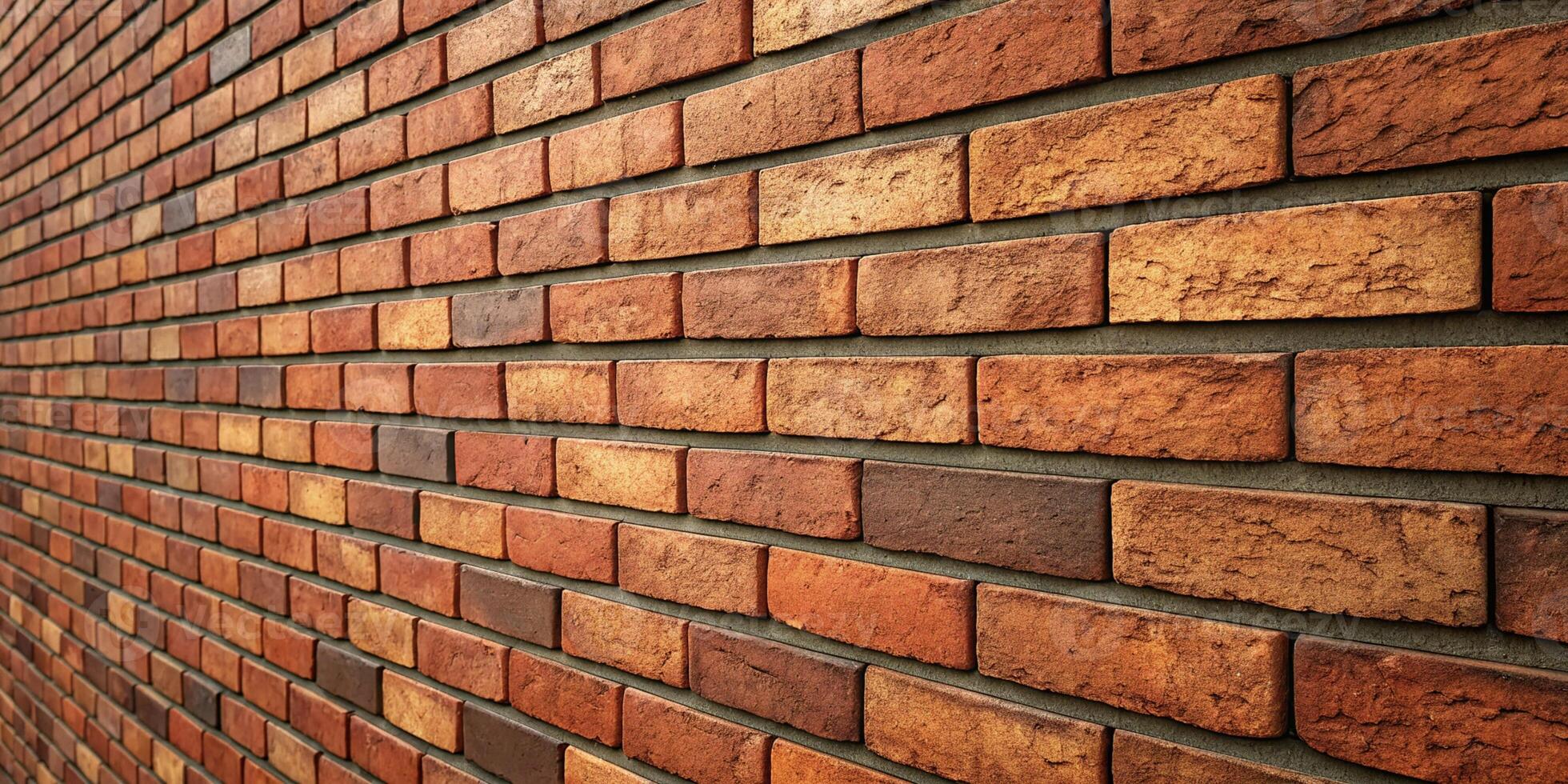 Brick wall in the perspective. Brick wall 3D illustration isolated on white background photo