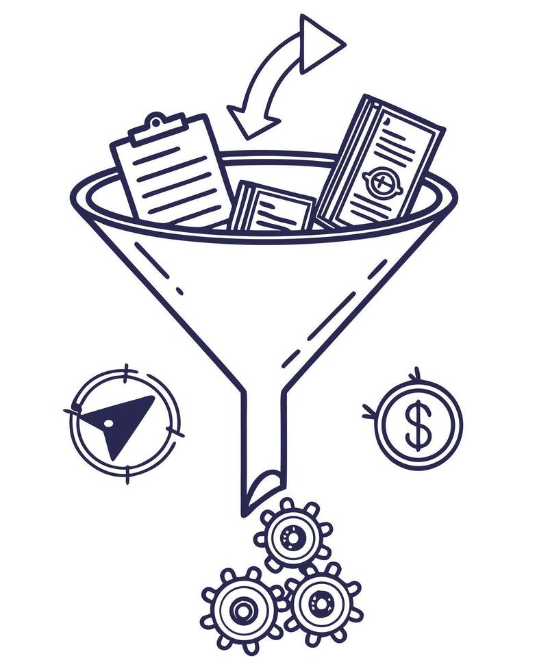 Sales Funnel Concept Conversion To Money vector