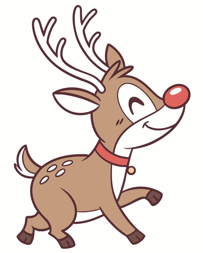 Cartoon Rudolph The Red Nosed Reindeer Running vector