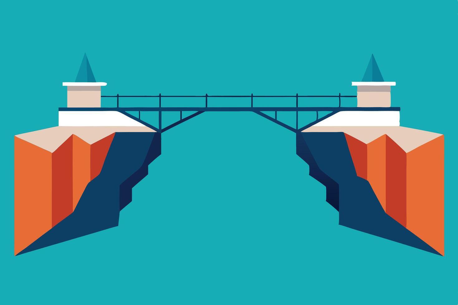 Cliff Bridge Minimalist Illustration Turqouise Background vector