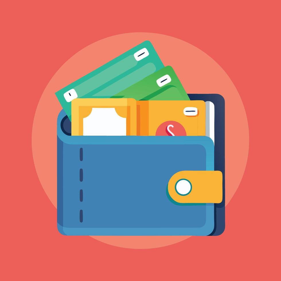 Wallet Filled With Money Illustration Design vector