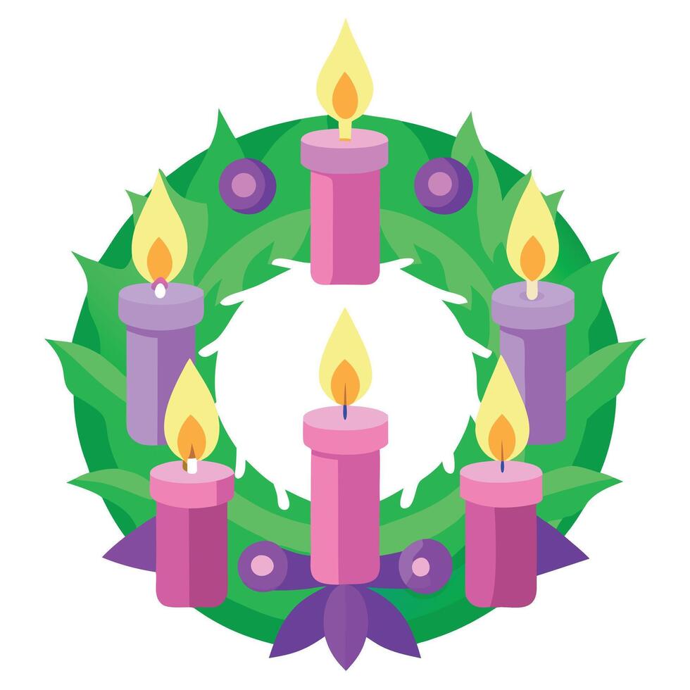 Advent Wreath With Candles Illustration vector