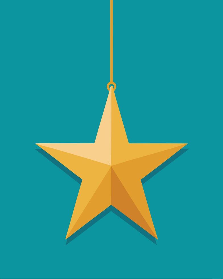 Golden Star Ornament On Teal Background vector