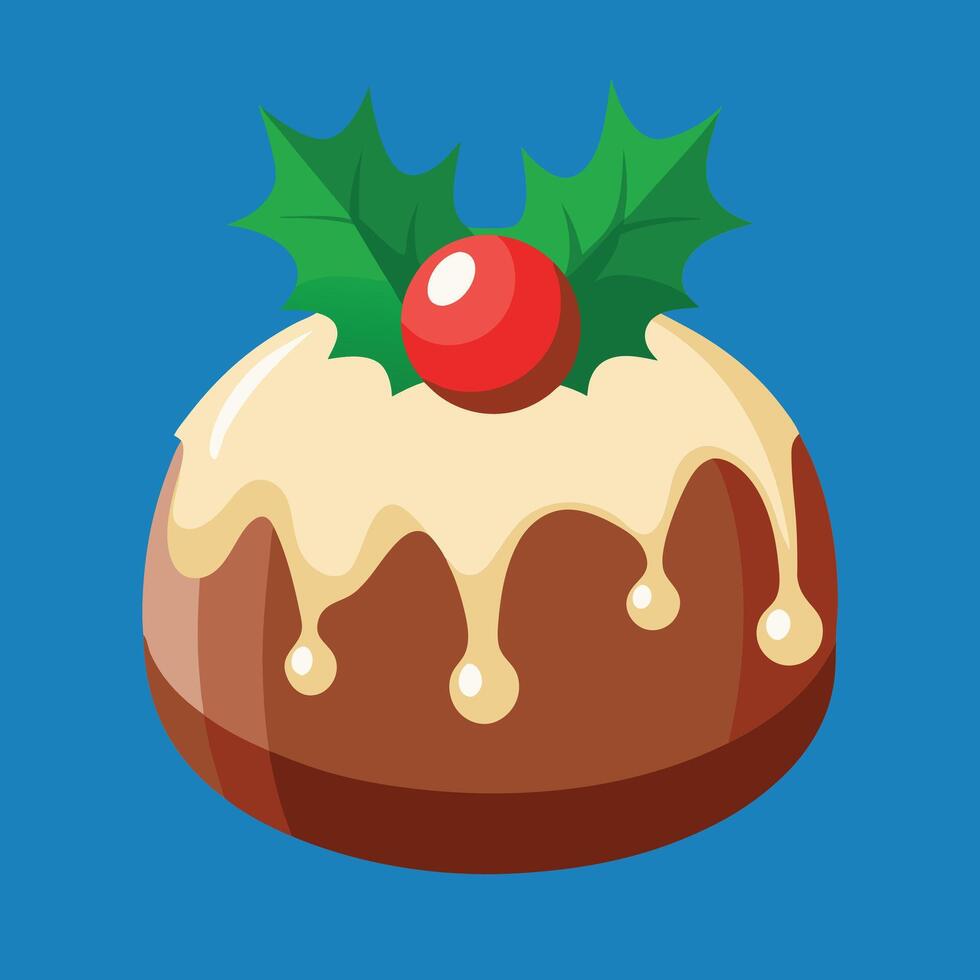 Cartoon Christmas Pudding Illustration Holiday vector